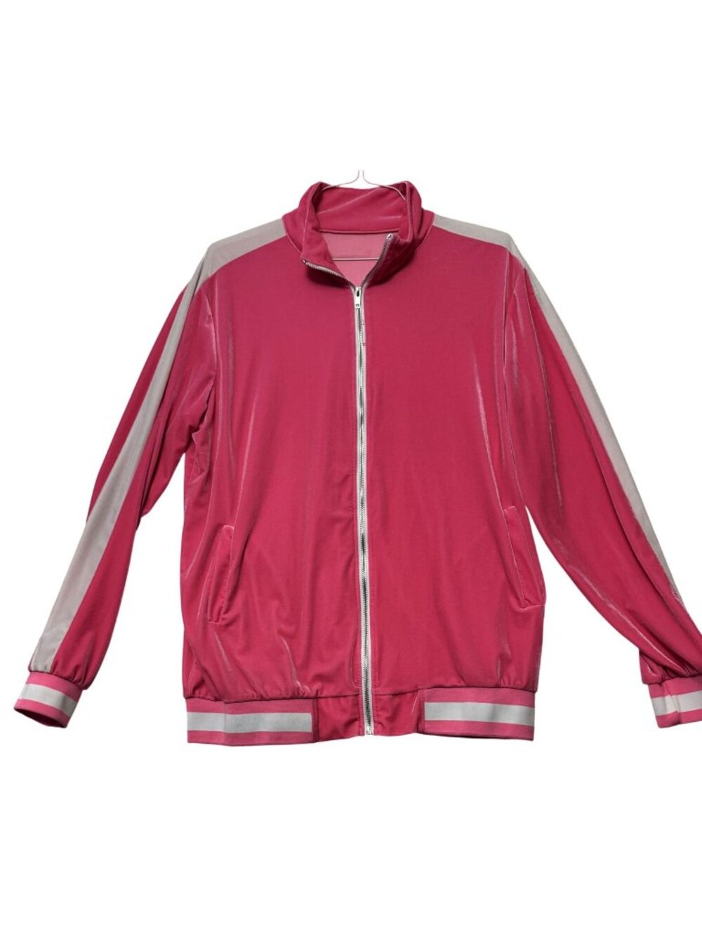 Womens Shimmery Zip-Up Track Jacket Pink Polyester Blend Size XL - Velour